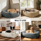 FURTIME Dog Bed for Small Dogs, Washable Orthopedic Dog Cat Bed with Removable Cover, Rectangle Soft Calming Sleeping Puppy Bed Durable Pet Cuddler with Anti-Slip Bottom, Grey, S (20"x19"x6")