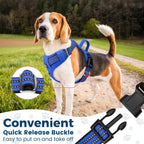 Funfox Dog Harness No Pull, Adjustable Pet Vest Harness, Super Soft Material with Vertical Handle Easy Control, Reflective Night Walking, 2 Leash Clips for Small Sized Dogs, Blue, S