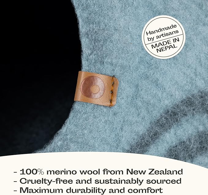 MEOWFIA Cat Cave – Premium Felt Cat Bed for Indoor Cats, Handmade 100% Merino Wool (Aquamarine, Large)