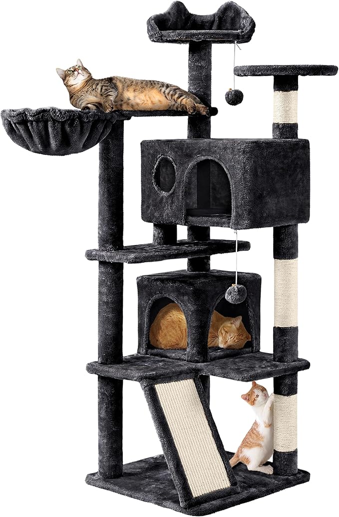 Topeakmart Multi-Level Cat Tree for Indoor Cats Cat Tree Tower for Large Cats with Sisal-Covered Scratching Posts, Condo, Stable Cat Tower, Cat Furniture Play Center for Indoor Cats Activity