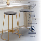 JONATHAN Y BSL1001A Hula 28.75" Modern Designer Iron Curved Backless Bar Stool for Home, Kitchen, Dining Room, Workspaces, Cafes and Resturants, Black Seat with Gold Frame