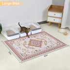 Glittme Cat Litter Mat with Non-Slip Bottom Litter Box Mat 40"X30" Litter Trapping Mat Easy to Clean Washable Cat Food Mat for Kitty,XL