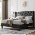 Feonase Full Size Bed Frame with Upholstered Wingback Headboard, Platform Bed and Heavy Duty Wooden Slats Support, Easy Assembly, Noise-Free, No Box Spring Needed, Dark Gray