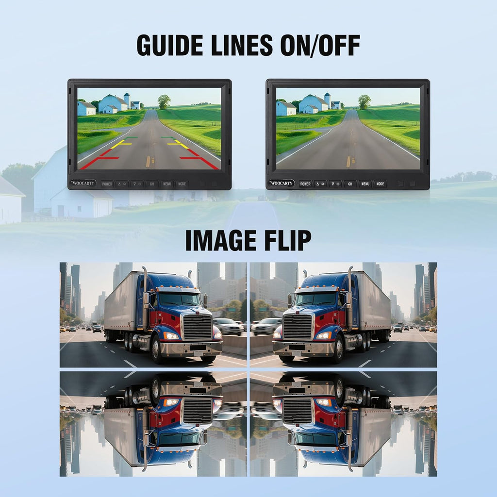7-inch AHD1080P Wired RV Backup Camera System, IP69k Waterproof IR Night Vision Reversing Camera, Vibration-Proof 20G for Trailer/Tractors/Truck/Excavator/Caravan/Skid Steer/Heavy Equipment