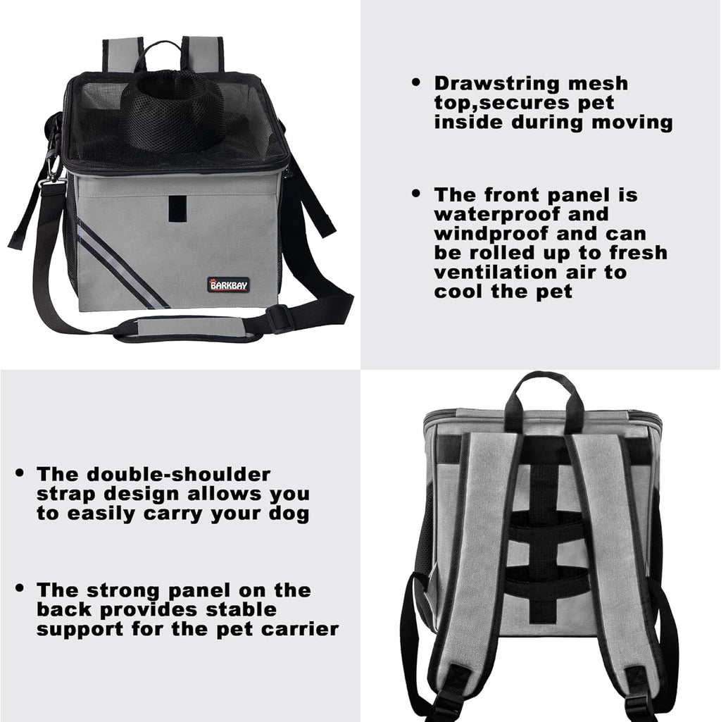 Pet Carrier Bicycle Basket Bag Pet Carrier/Booster Backpack for Dogs and Cats with Big Side Pockets,Comfy & Padded Shoulder Strap,Travel with Your Pet Safety（Titanium）