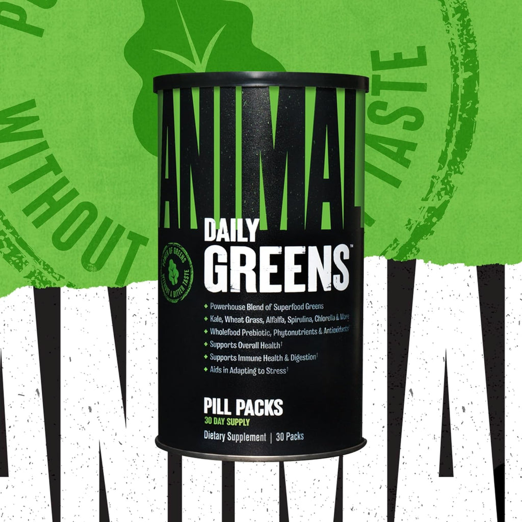 Animal Daily Greens Pill Packs - Kale, Wheat Grass, Alfalfa & More - Convenient Prebiotic and Probiotic Superfood Blend for Superior Digestion, Gut Health, and Immunity For Men & Women - 30 Day Supply