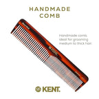 Kent 16T Tortoise Fine Tooth and Wide Tooth Comb for Daily Grooming, Styling Comb for All Hair Types, Wet or Dry Hair Detangling Combs for Men and Women,Saw Cut Hand Polished, Made in England