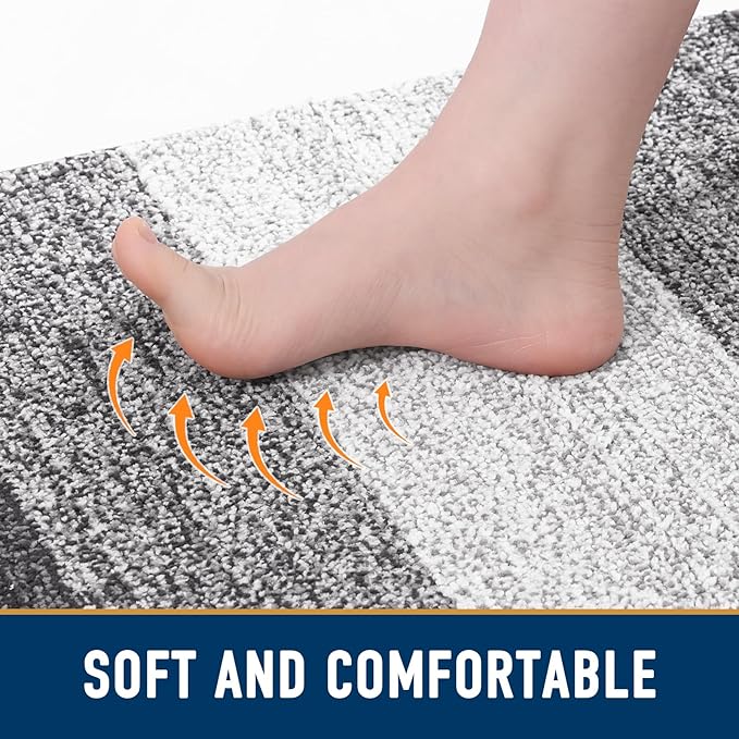 Smiry Dog Door Mat for Muddy Paws, Absorbs Moisture and Dirt, Low-Profile Entryway Mat with Non-Slip Backing, Entry Indoor Outdoor Doormat for Inside Floor (59x24 Inches, Grey, Striped)
