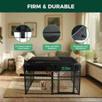 FXW Homeplus Unleashed Indoor Dog Playpen - Stress-Free and Safe Play, Heavy Duty 32 Inch 8 Wire Panels with Playpen Cover for Small and Medium Dogs, Black│Patented
