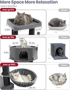 Cat Tree Tower for Large Cats Adult - 60 Inch XXL Sturdy Heavy Duty Extra Wide Scratching Posts (φ4.4in) Condo - Indoor Big Cat House Hammock Perch - XL Wood Multi Level Feline Pet Bed Trees Houses