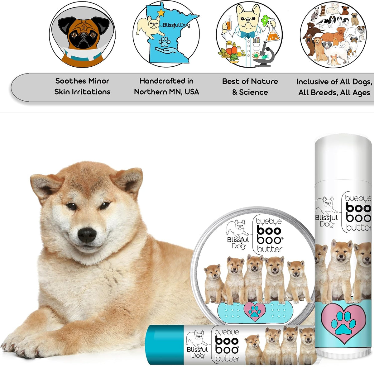 The Blissful Dog 2 oz TIN Shiba Inu Booboo Butter