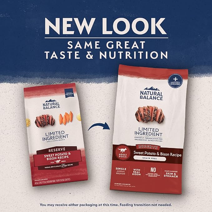 Natural Balance Limited Ingredient Adult Grain-Free Dry Dog Food, Reserve Sweet Potato & Bison Recipe, 12 Pound (Pack of 1)