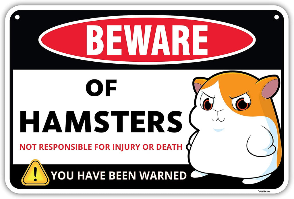 Venicor Hamster Sign Decor - 8 x 12 Inches - Aluminum - Hamster Cage Accessories - Hamster Gifts Things Toys Clothes Stickers Stuff