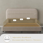 HOMBCK Full Size Boucle Bed Frame, Upholstered Cloud Bed with Headboard, Soft Bed Frames, Modern Style/Thickened Footboard/Rounded Corners Design/No Box Spring Required/Easy Assembly, Beige