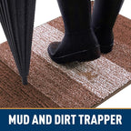 Smiry Dog Door Mat for Muddy Paws, Absorbs Moisture and Dirt, Low-Profile Entryway Mat with Non-Slip Backing, Entry Indoor Outdoor Doormat for Inside Floor (70x24 Inches, Brown, Striped)