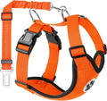 Lukovee Dog Seat Belt - Adjustable Dog Car Harness for Large, Medium & Small Dogs, Soft Padded & Breathable Mesh Dog Seatbelt with Vehicle Connector Strap (Orange, X-Small)