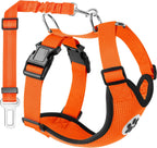 Lukovee Dog Seat Belt - Adjustable Dog Car Harness for Large, Medium & Small Dogs, Soft Padded & Breathable Mesh Dog Seatbelt with Vehicle Connector Strap (Orange, X-Small)