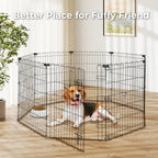 Foldable Dog Playpen 30" Height 8 Panels Metal Exercise Pen with Door - Indoor/Outdoor Puppy Playpen for Small Dogs, Portable Pet Fence for Yard Garden Camping, Black