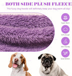 Fuzzy Dog Hoodie Dog Sweaters for Large Dogs Soft Double-Sided Plush Fleece Sweater Clothes Coats Hoodie Sherpa Hooded Sweatshirt(Purple-L)
