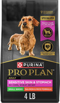 Purina Pro Plan Sensitive Skin and Stomach Dog Food Small Breed, Adult Salmon & Rice Formula - 4 lb. Bag