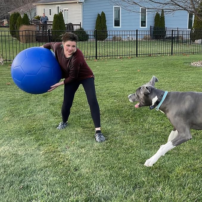 27″ Herding Ball for Dogs,PU Leather Herding Dog Exercise Outdoor Soccer Ball with Reinforced Rubber Bladder –Training Guide for Border Collies, Aussies,Australian Shepherd Dog Gifts