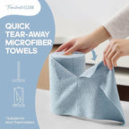 Fantasticlean Microfiber Cleaning Cloth Roll -60 Pack, Tear Away Paperless Towels, 8" x 8", Reusable Washable Rags, for House Kitchen, Pet, Office, Indoor Outdoor, Compact and Portable (Baby Blue)
