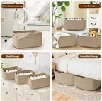 2 Pack Large Storage Basket for Organizing, 17.5"x13"x7" Woven Basket for Shelves, Closet Cube Storage Bins with Wrapped Handle, Cotton Rope Baskets for Kitchen, Clothes, Toys (Natural))