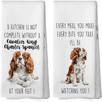 Cavalier King Charles Spaniel Dog Kitchen Towels Set of 2, Funny Dog Kitchen Decor, Dogs Gifts for Women Men Hand Towel, Pet Owner Gift Decorative Tea Towels Dish Towel 16x24 Inch