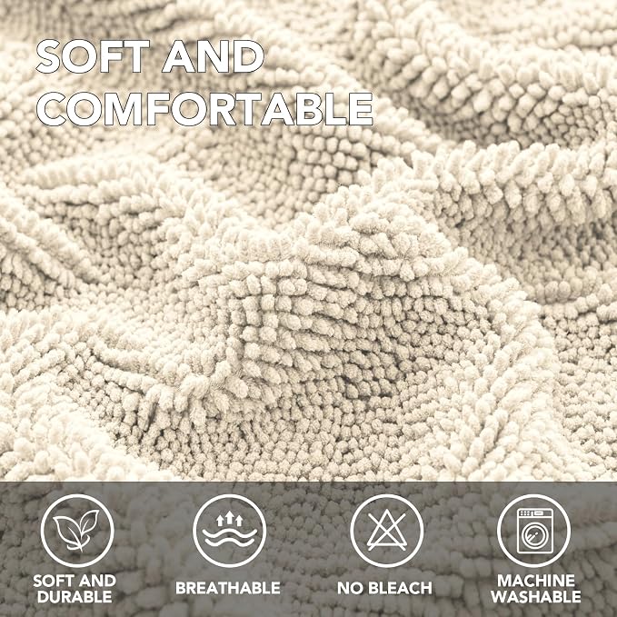 H.VERSAILTEX Non Slip Pet Couch Cover Chenille Dog Bed Protector Thick Soft Sofa Slipcover Pet Friendly Washable Couch Cushion Covers for Pets (68" x 82", Ivory)