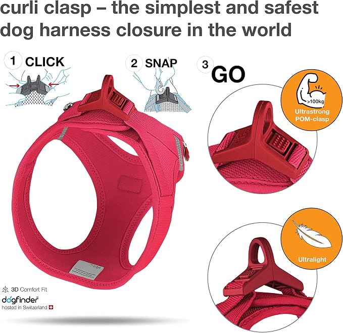 Vest Harness curli Clasp Air-Mesh Red S
