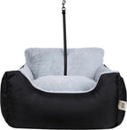Best Pet Supplies Dog Pet Booster Seat, Dog Car Seats for Small Dogs & Medium Dogs, Soft Plush Cushion with Comfortable Bedding, Secure Straps, and Tall Pillow, Black