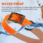 Dogline Biothane Waterproof Dog Collar Strong Coated Nylon Webbing with Black Hardware Odor- Proof for Easy Care Easy to Clean High Performance Fits Small Medium or Large Dogs, Hunter Orange