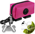 Dog Waste Bag Dispenser Pet Poop Bags Holder for Doggie Waste Bags Dispensers Soft Fabric Zipper Small Doggy Puppy Pouch for Leash Accessory Attachment with Carrier,Pink