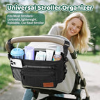 Guiseapue Universal Stroller Organizer with Cup Holder: Stroller Caddy Accessories with Detachable Phone Bag Fit for Uppababy, Non-Slip Straps, Walker Accessories, First Mothers Day Gifts for New Mom