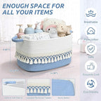 3 Pack Storage Basket for Shelves, Boho Cotton Rope Storage Bins with Heavy Tassel, Shelf Baskets Large Woven Baskets for Organizing, Cube Organizer Bins, Baby Laundry Basket for Clothes, Toys, Pets