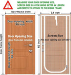 Reinforced Cat Screen Door,Fits Door Opening Size 30''x 80'',Thickened Cat Resistant Mesh Screen Door for Living Room,Kitchen,Bedroom,Cat Proof Screen with Zipper Closure. (U-Type,White)