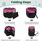 Love's cabin Pet Puppy Dog Playpen, Large Dog Tent Crates Cage Indoor/Outdoor, Portable Playpen for Cat, Foldable Pop Up Dog Kennel Playpen with Carring Case, Removable Zipper Top, Pink