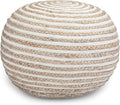 SIMPLIHOME Yolanda Boho Round Pouf in Natural Jute for the Living Room, Bedroom and Kids Room