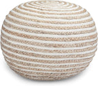 SIMPLIHOME Yolanda Boho Round Pouf in Natural Jute for the Living Room, Bedroom and Kids Room