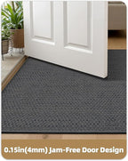 Color&Geometry Ultra-Thin Indoor Door Mat, 17"x30" Low-Profile Non-Slip Entryway Rug with Modern Geometric Texture, Washable Doormat for Entrance, Front Doors, Grey (Rolled-up NO Creases)
