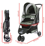 ROODO 3 Wheel Dog Pet Cat Stroller Best Lightweight Foldable Compact Portable Jogger All Terrain Travel Pet Gear Puppy Kitty Stroller for up to 30lbs Medium Small Dogs and Cats(Cationic ash)