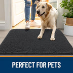 OLANLY Dog Door Mat for Muddy Paws 70x32, Absorbs Moisture and Dirt, Absorbent Non-Slip Washable Doormat, Quick Dry Chenille Mud Mat for Dogs, Entry Indoor Entryway Carpet for Inside Floor, Dark Grey
