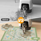 Glittme Cat Litter Mat with Non-Slip Bottom Litter Box Mat 24"X15" Litter Trapping Mat Easy to Clean Washable Cat Food Mat for Kitty,S