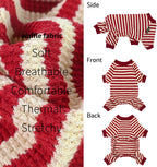 Fitwarm Red and White Striped Dog Pajamas, Waffle Dog Clothes for Small Dogs Girl Boy, Puppy Onesie with Feet, Pet Christmas Outfit, XL
