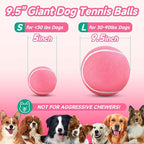 HETOO Large Dog Tennis Balls: 9.5 inch Pink Dog Toys- Giant Big Outdoor Dog Toys Balls- Dog Tennis Ball Toys for Small Medium Large Dogs- Pet Toys Birthday Gift