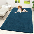 OLANLY Dog Door Mat for Muddy Paws 70x46, Absorbs Moisture and Dirt, Absorbent Non-Slip Washable Doormat, Quick Dry Chenille Mud Mat, Entry Indoor Entryway Carpet for Inside Floor, Atlantic Blue