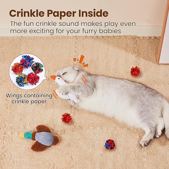 Potaroma Birds Cat Toys, 2 Pack Catnip Toys Soft Durable, Crinkle Sound Kicker Toys for Interactive Indoor Kitten Exercise 6.5 Inches for All Breeds