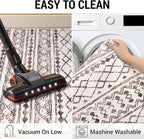 KUTA Moroccan Washable Hallway Runner Rug 2x6 Non-Slip Vintage Brown Cream Boho Runners Kitchen Rugs Ultra Soft Distressed Geometric Floor Carpet for Bedroom Laundry Living Room
