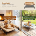 Czpalo Elevated Dog Bed with Removable Bolster Cushion Mat, Raised Pet Cot for Extra Large Sized Dogs with Breathable & Washable Mesh, Indoor & Outdoor Pet Hammock with Skid-Resistant Feet.