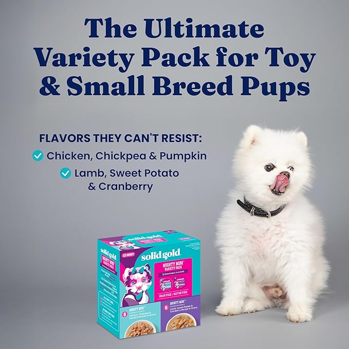 Solid Gold Wet Dog Food for Small Dogs - Grain Free Small Dog Food Wet Recipe w/Chicken, Lamb & Superfoods for Gut Health & Immune Support - for Puppies, Adult & Senior Breeds - 12ct Variety Pack